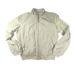 Polo Ralph Lauren Jacket Mens Large Green Bomber Full Zip Nylon Lined Pockets